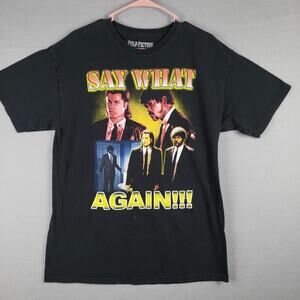 Pulp Fiction Say‎ What Again Graphic Tee Shirt Black Size L 90s Nostalgia Retro